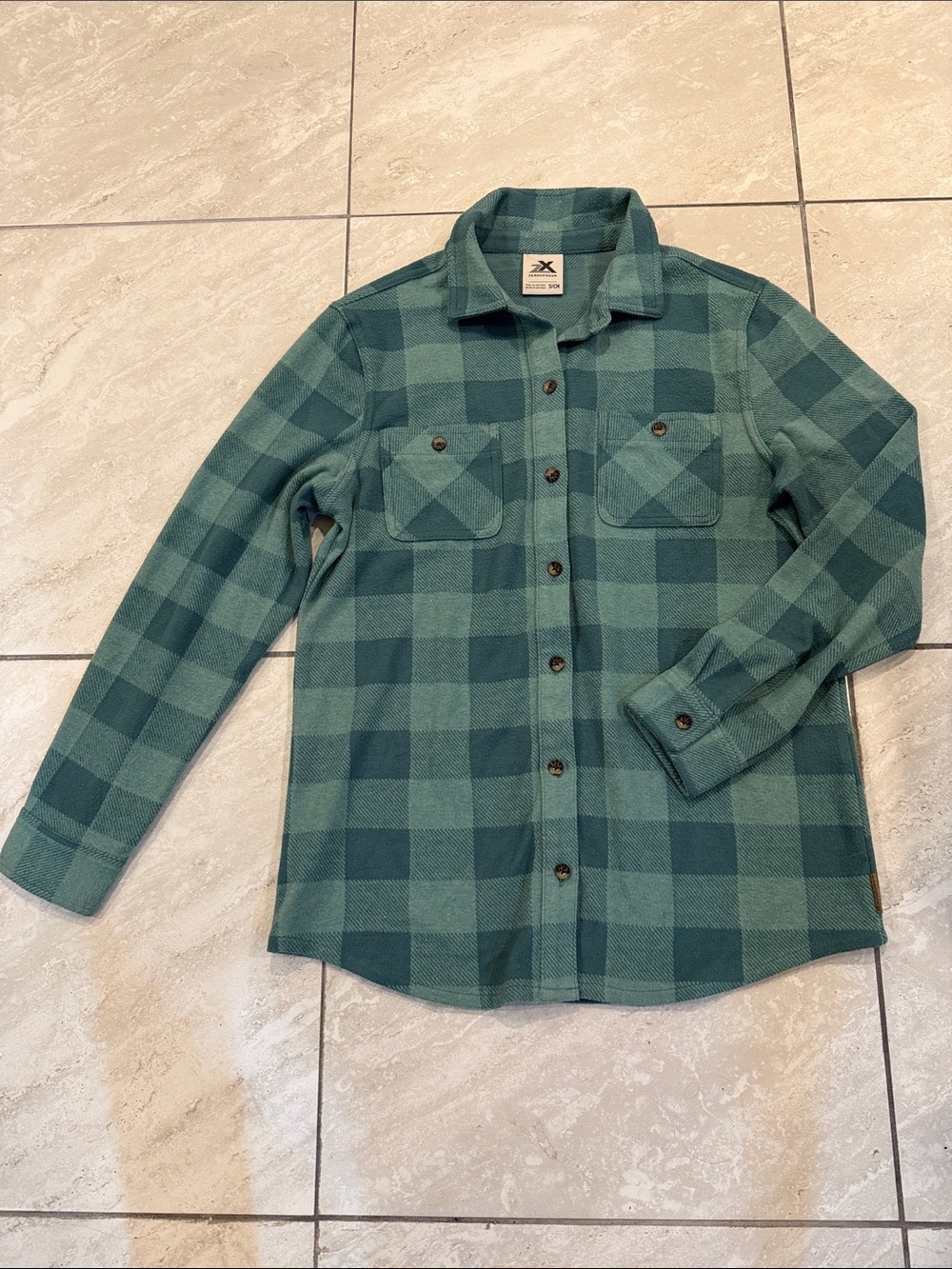 ZeroXposur Teal and Dark Green Plaid Button-Down Shirt